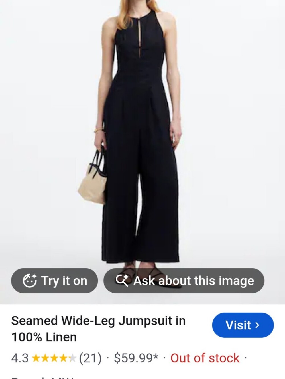 Madewell Black Sleeveless Jumpsuit
